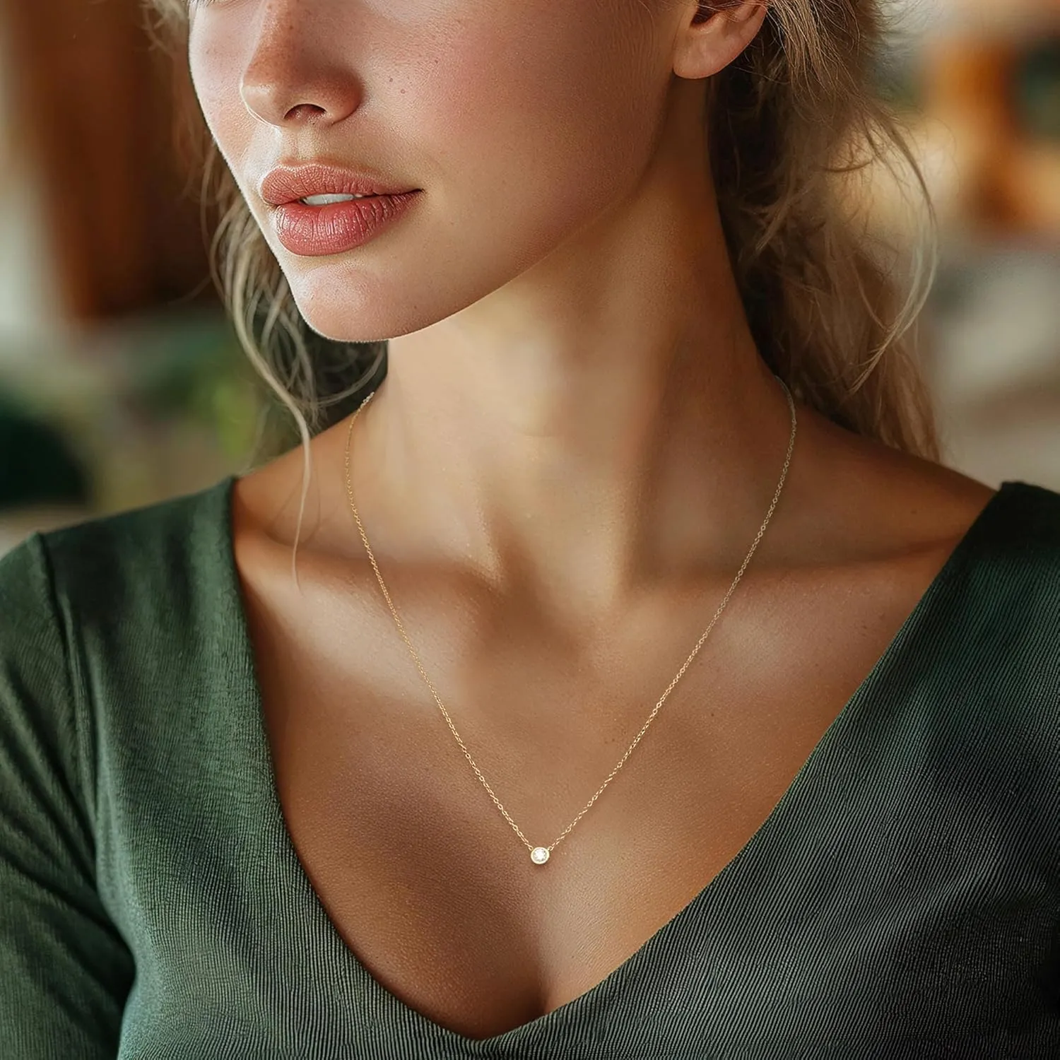 Ross-Simons 0.15 Carat Bezel-Set Lab-Grown Diamond Necklace in 18kt Gold Over Sterling