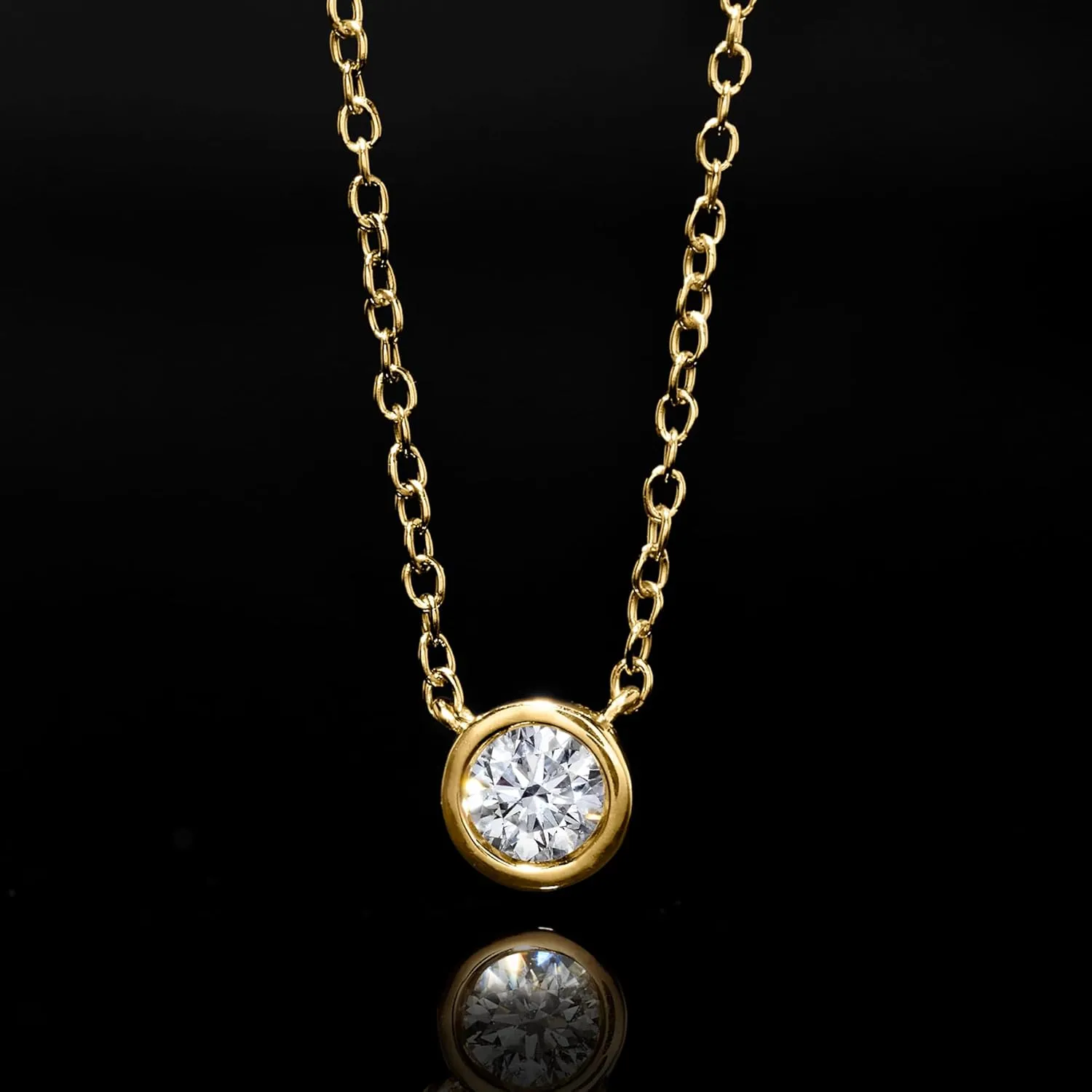 Ross-Simons 0.15 Carat Bezel-Set Lab-Grown Diamond Necklace in 18kt Gold Over Sterling