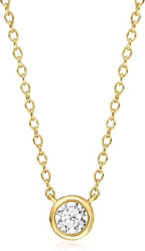 Ross-Simons 0.15 Carat Bezel-Set Lab-Grown Diamond Necklace in 18kt Gold Over Sterling