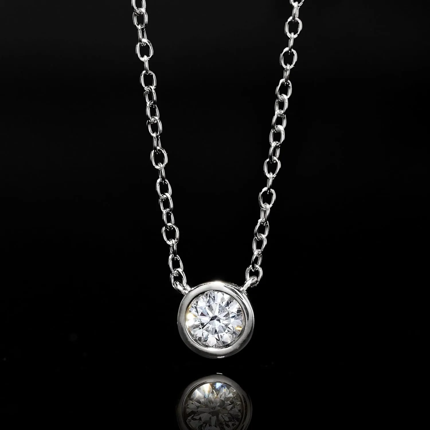 Ross-Simons 0.15 Carat Bezel-Set Lab-Grown Diamond Necklace in Sterling Silver