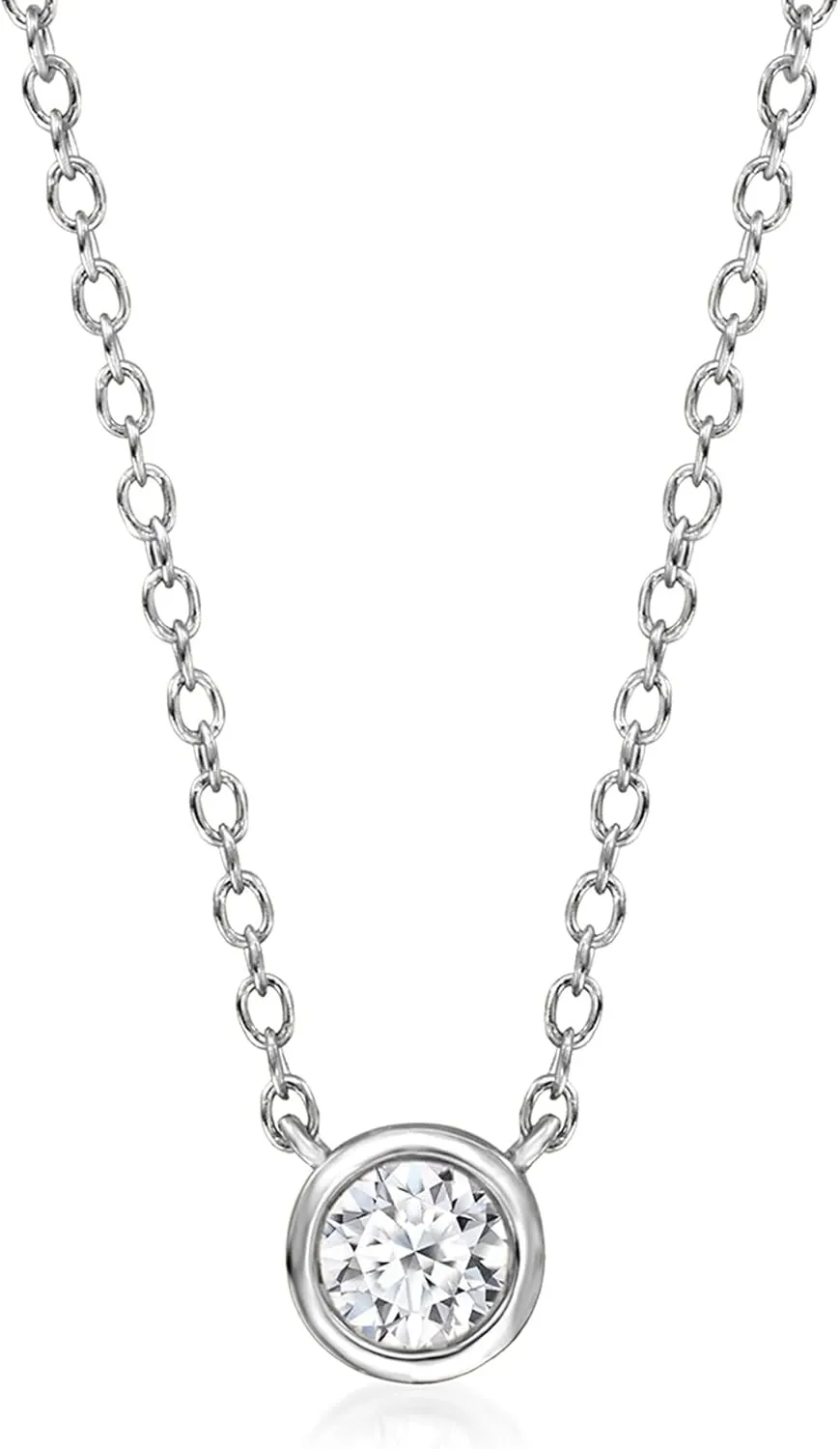 Ross-Simons 0.15 Carat Bezel-Set Lab-Grown Diamond Necklace in Sterling Silver