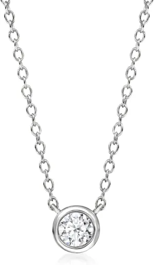 Ross-Simons 0.15 Carat Bezel-Set Lab-Grown Diamond Necklace in Sterling Silver