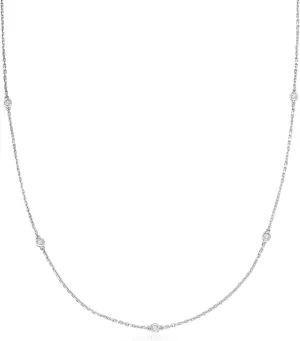Ross-Simons 0.25 ct. t.w. Bezel-Set Diamond Station Necklace in Sterling Silver