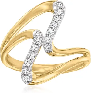 Ross-Simons 0.25 ct. t.w. Diamond Double-Wave Ring in 18kt Gold Over Sterling