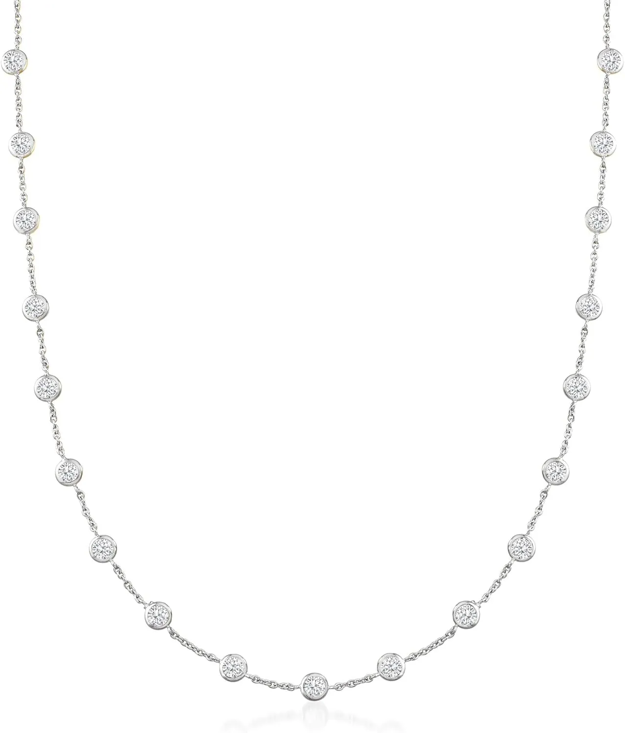 Ross-Simons 10.00 ct. t.w. Bezel-Set CZ Station Necklace in Sterling Silver