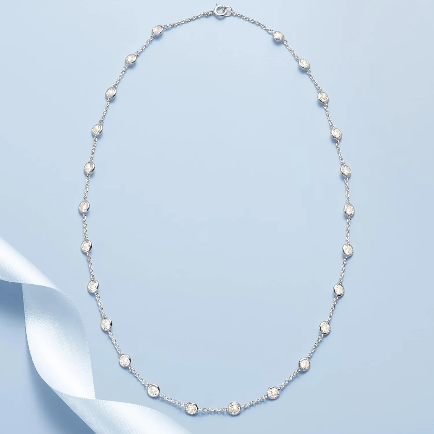 Ross-Simons 10.00 ct. t.w. Bezel-Set CZ Station Necklace in Sterling Silver