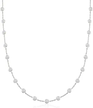 Ross-Simons 10.00 ct. t.w. Bezel-Set CZ Station Necklace in Sterling Silver