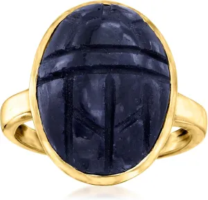 Ross-Simons 16.00 Carat Sapphire Scarab Ring in 18kt Gold Over Sterling