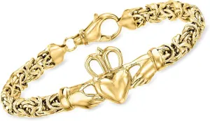 Ross-Simons 18kt Gold Over Sterling Claddagh Byzantine Bracelet