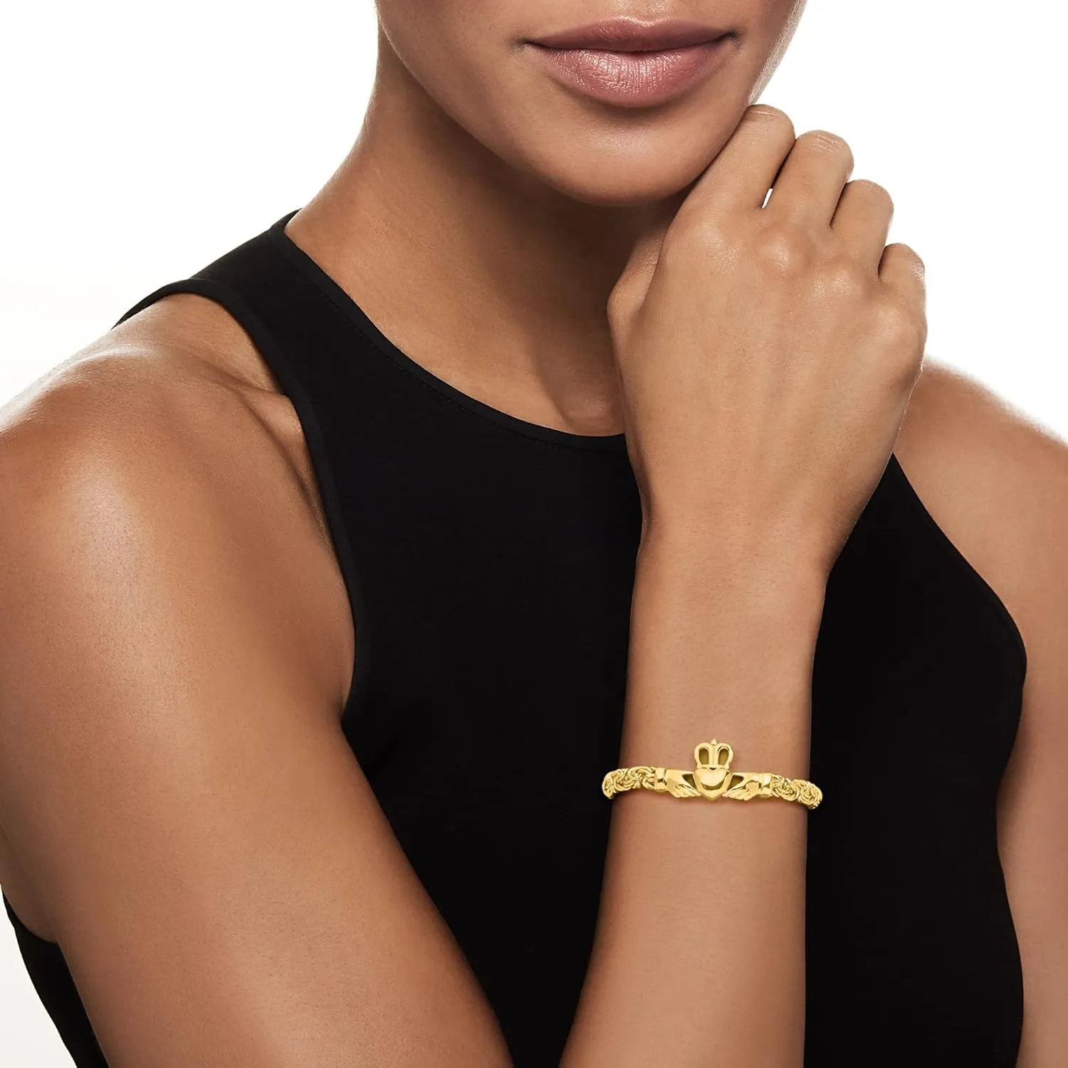 Ross-Simons 18kt Gold Over Sterling Claddagh Byzantine Bracelet