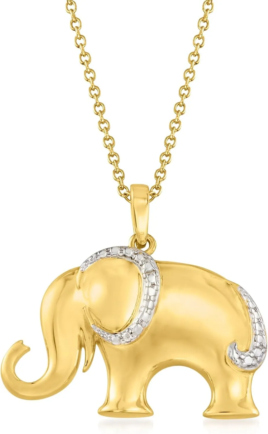 Ross-Simons 18kt Gold Over Sterling Silver Elephant Pendant Necklace With Single Diamond