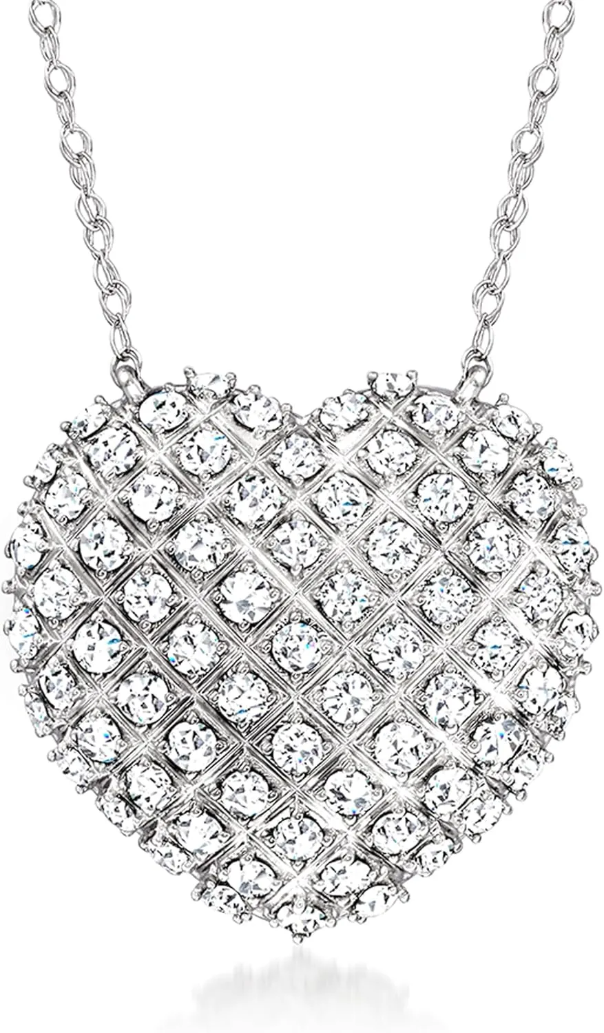 Ross-Simons 2.00 ct. t.w. Diamond Domed Heart Necklace in Sterling Silver
