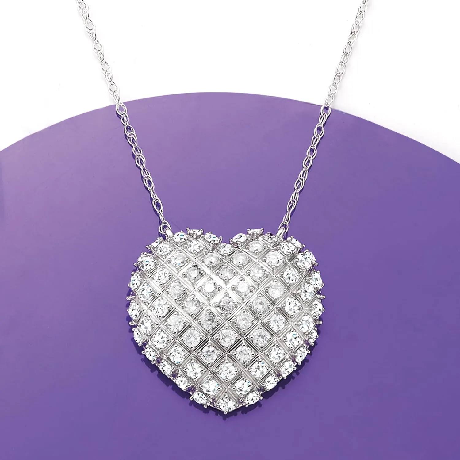 Ross-Simons 2.00 ct. t.w. Diamond Domed Heart Necklace in Sterling Silver