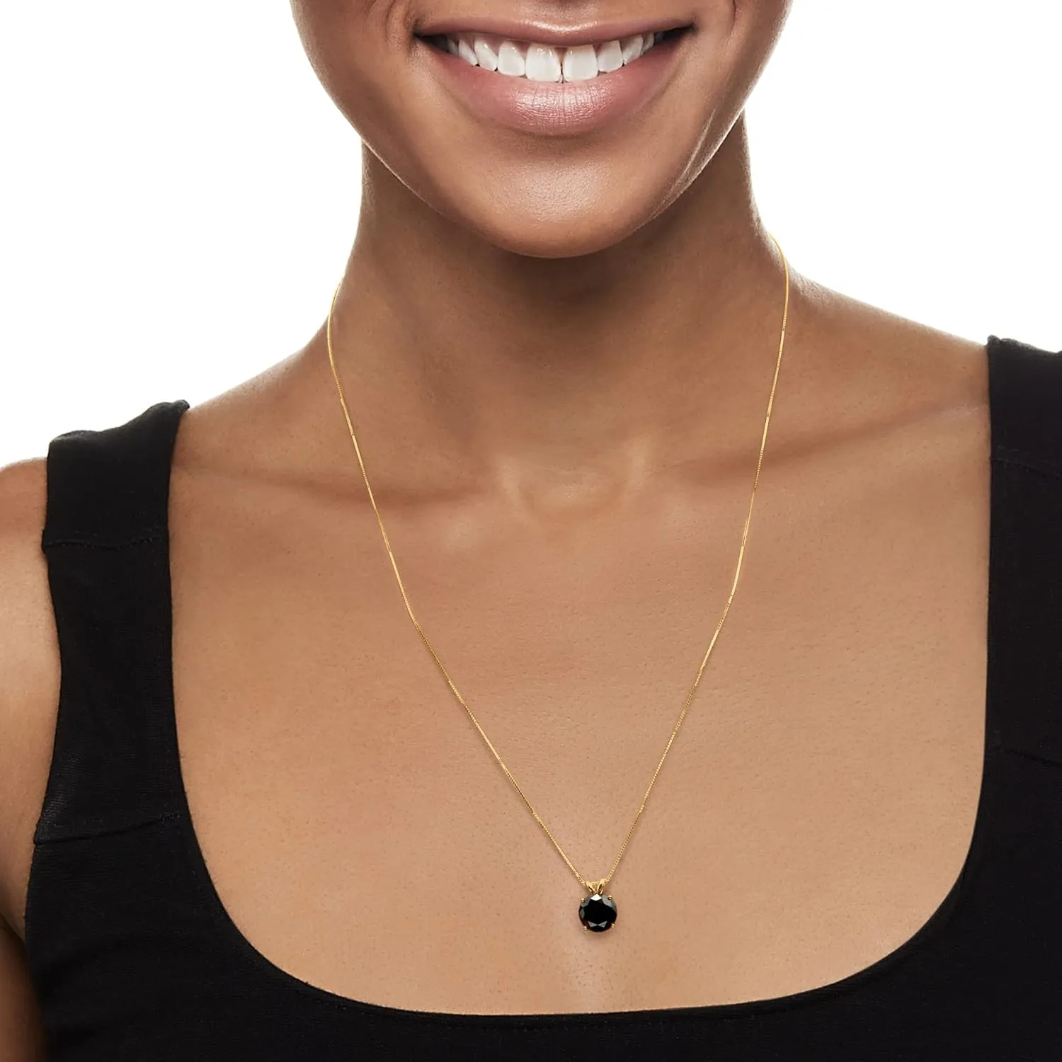 Ross-Simons 3.00 Carat Black Diamond Solitaire Necklace in 14kt Yellow Gold