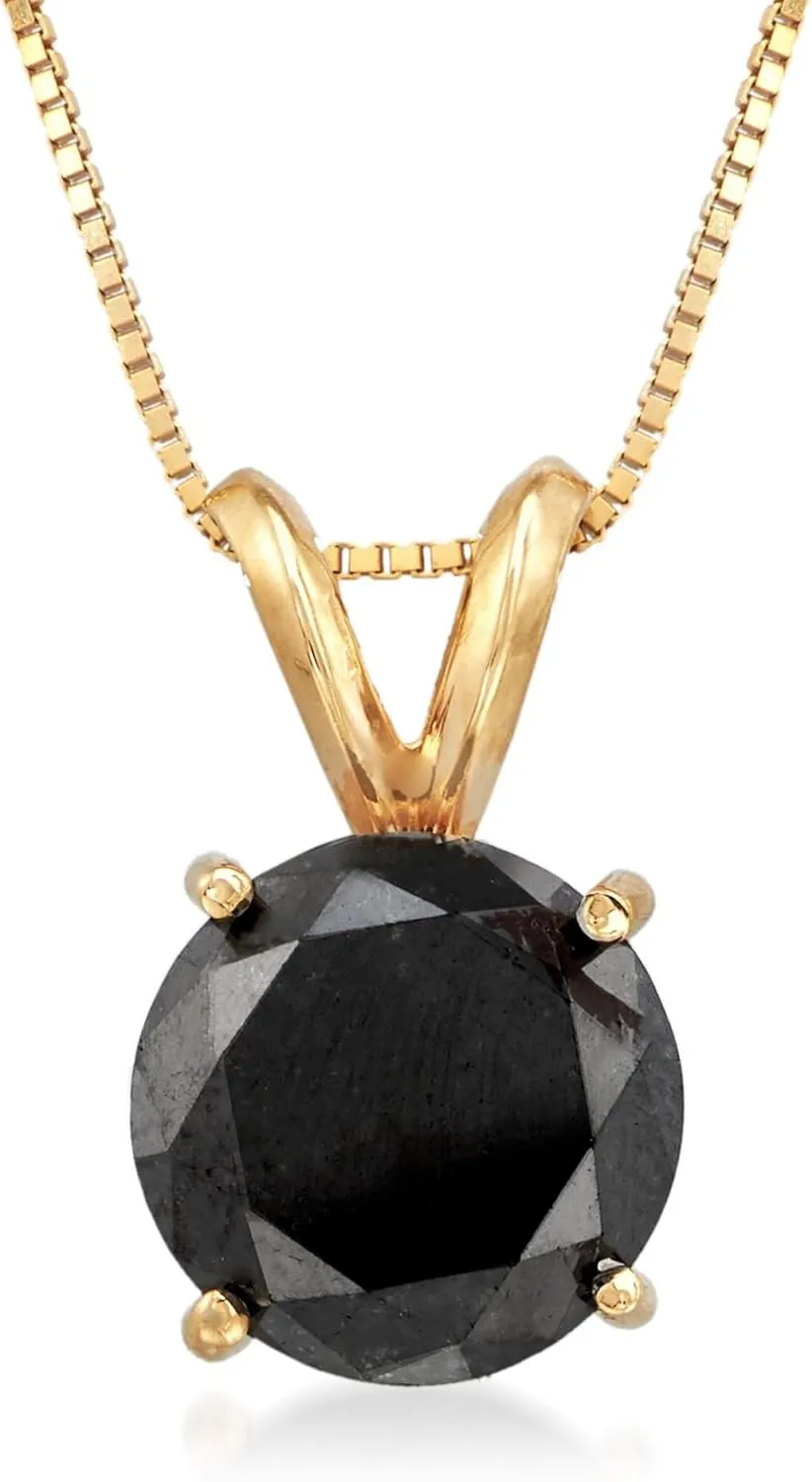 Ross-Simons 3.00 Carat Black Diamond Solitaire Necklace in 14kt Yellow Gold