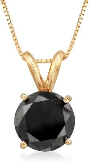 Ross-Simons 3.00 Carat Black Diamond Solitaire Necklace in 14kt Yellow Gold