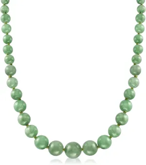 Ross-Simons 6-13mm Jade Bead Graduated Necklace With 14kt Yellow Gold