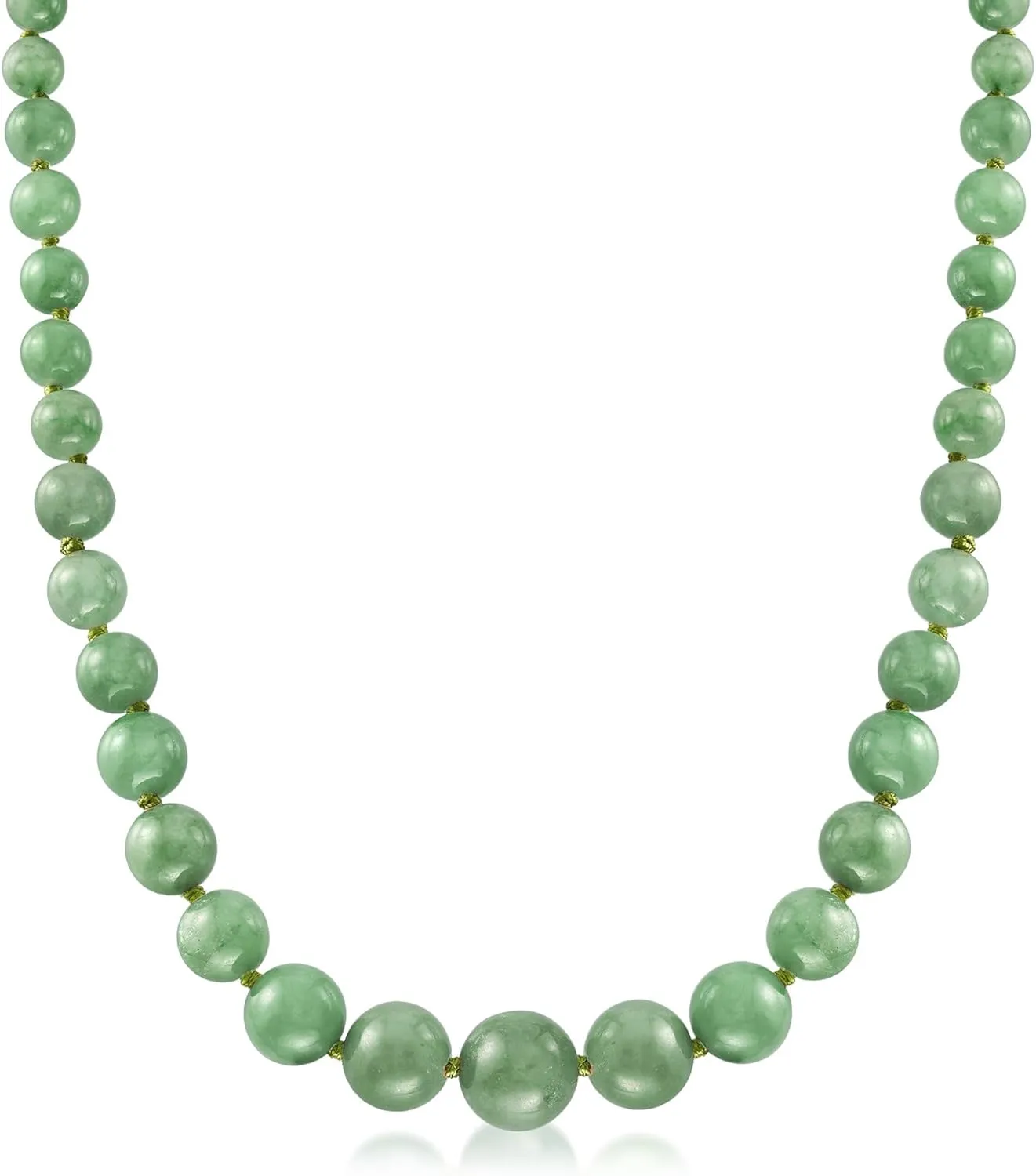 Ross-Simons 6-13mm Jade Bead Graduated Necklace With 14kt Yellow Gold