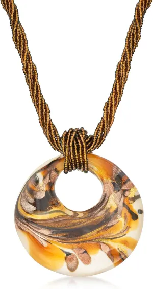 Ross-Simons Italian Murano Glass Pendant Necklace in 18kt Gold Over Sterling