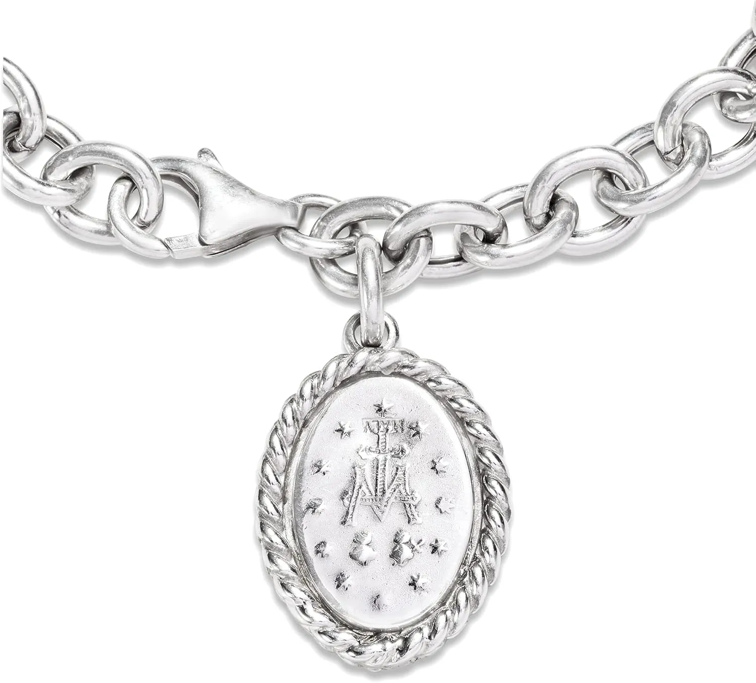 Ross-Simons Italian Sterling Silver Miraculous Medal Charm Bracelet