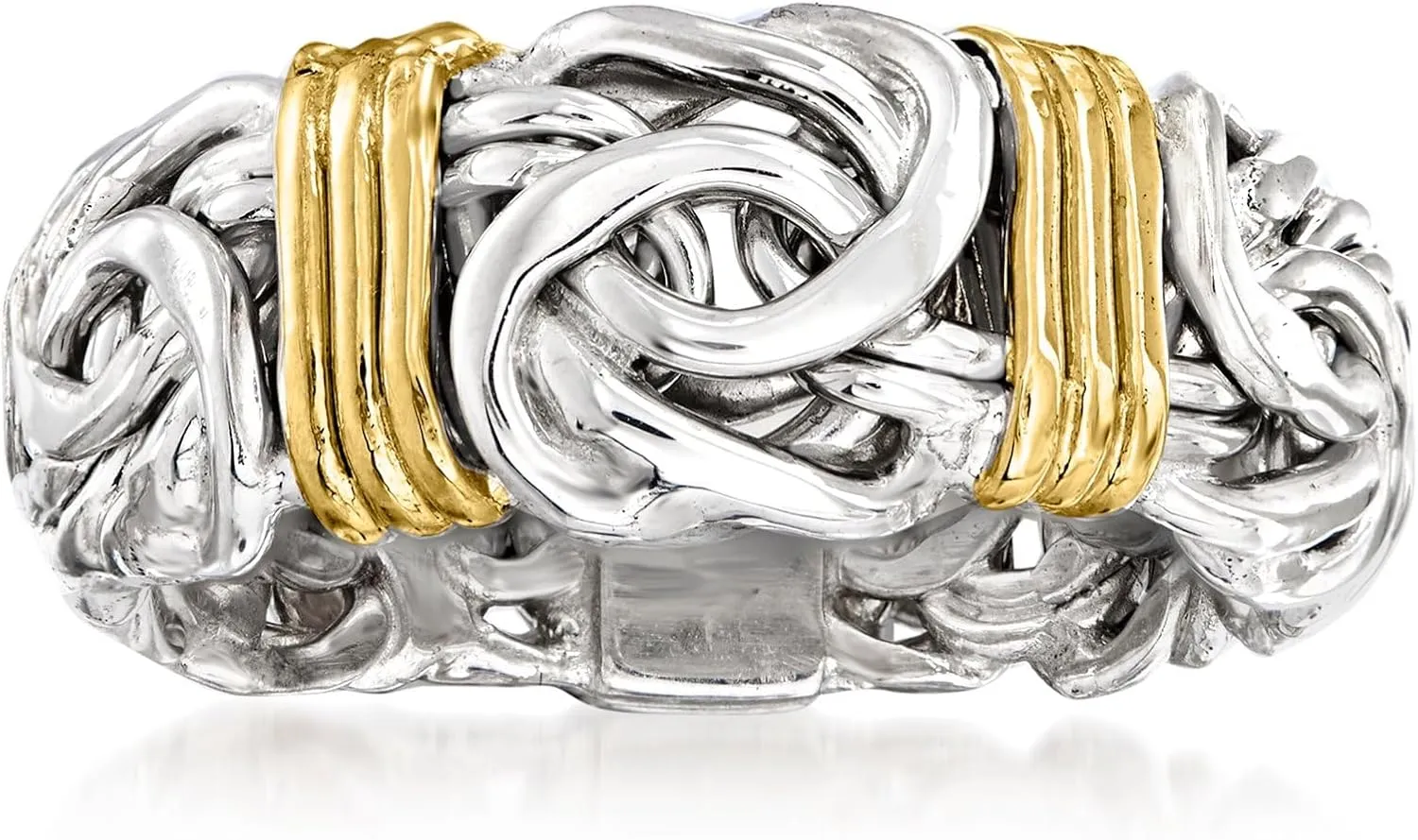 Ross-Simons Sterling Silver Byzantine Ring With 14kt Gold Stations