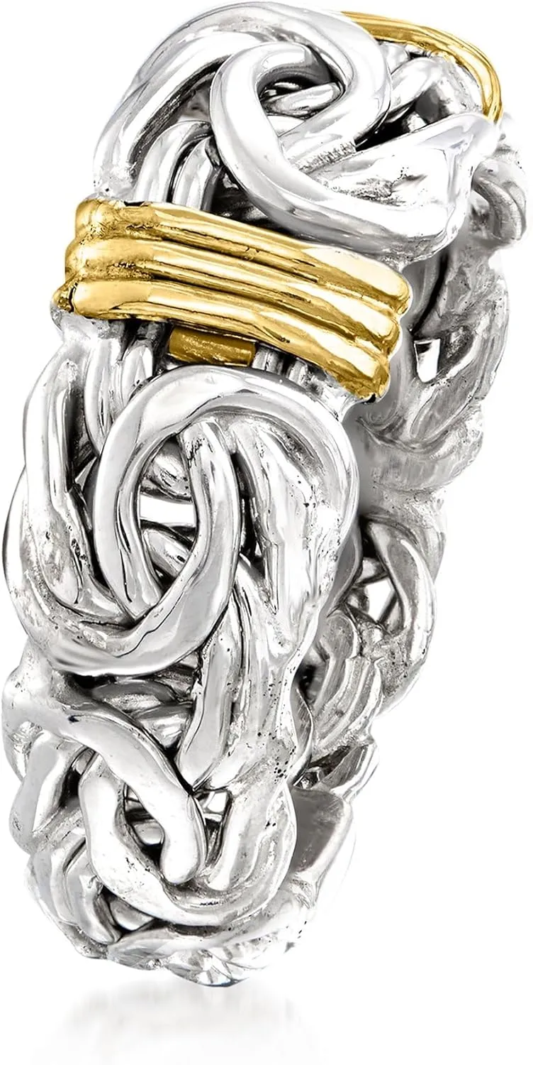Ross-Simons Sterling Silver Byzantine Ring With 14kt Gold Stations