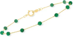 RS Pure by Ross-Simons 1.60 ct. t.w. Emerald Bead Station Bracelet in 14kt Yellow Gold