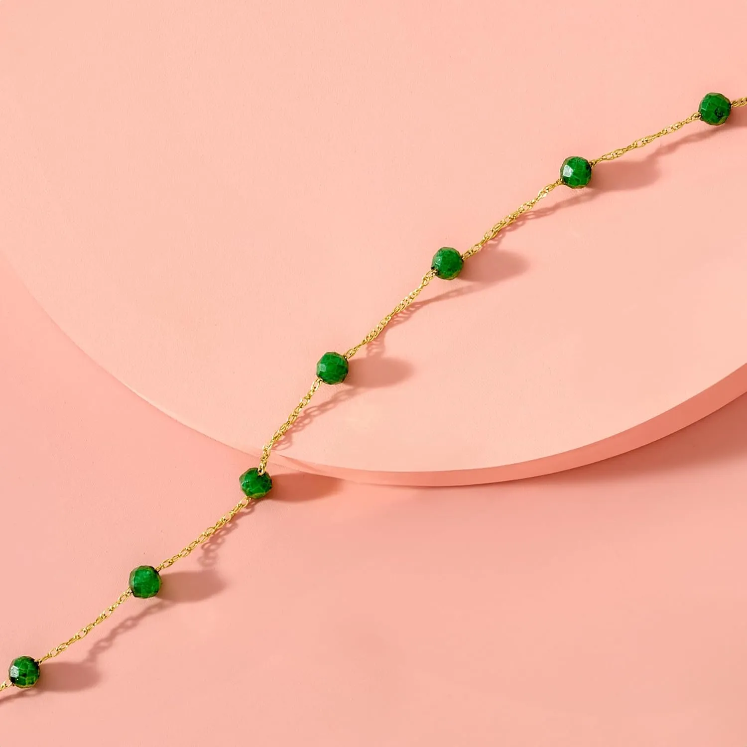 RS Pure by Ross-Simons 1.60 ct. t.w. Emerald Bead Station Bracelet in 14kt Yellow Gold