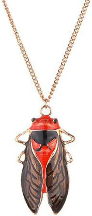 RTY Punk Cicada Insects Pendants Fahsion Long Chain Sweater Necklace