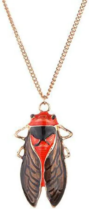 RTY Punk Cicada Insects Pendants Fahsion Long Chain Sweater Necklace