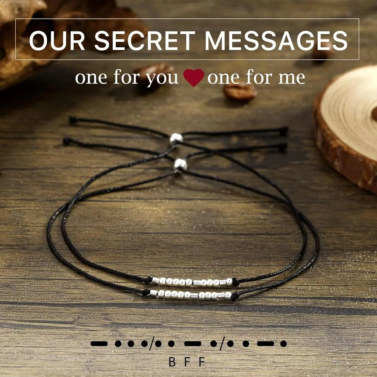 S925 Sterling Silver Morse Code Bracelets for Women, 2pcs Morse Code Bracelets Set Pinky Promise Matching Bracelets for Couples Friends Friendship Bracelets Valentine's Day Birthday Gifts for Women