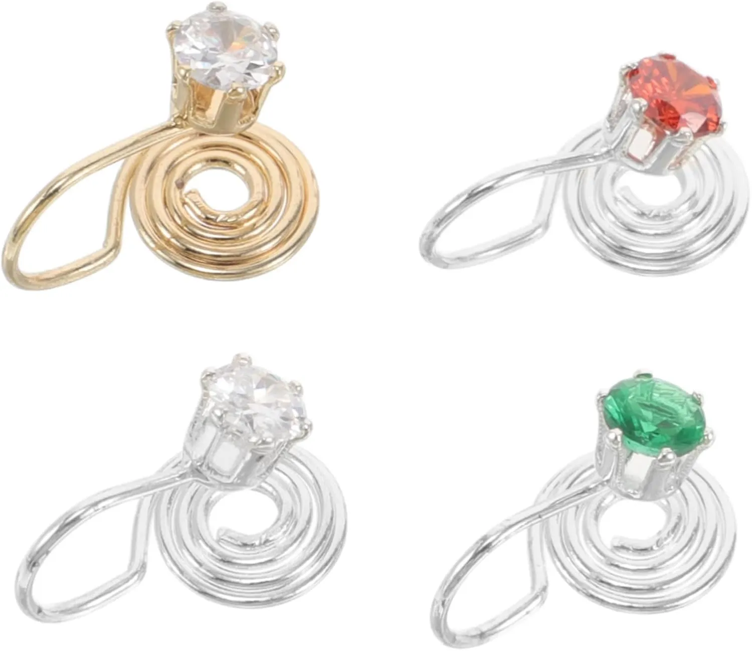 SAFIGLE 4pcs Sparkling Crawler Earrings for Women Silver Ear Huggers Rhinestones Dainty Ear Cuff Wraps for Occasions