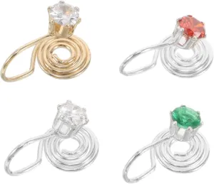 SAFIGLE 4pcs Sparkling Crawler Earrings for Women Silver Ear Huggers Rhinestones Dainty Ear Cuff Wraps for Occasions