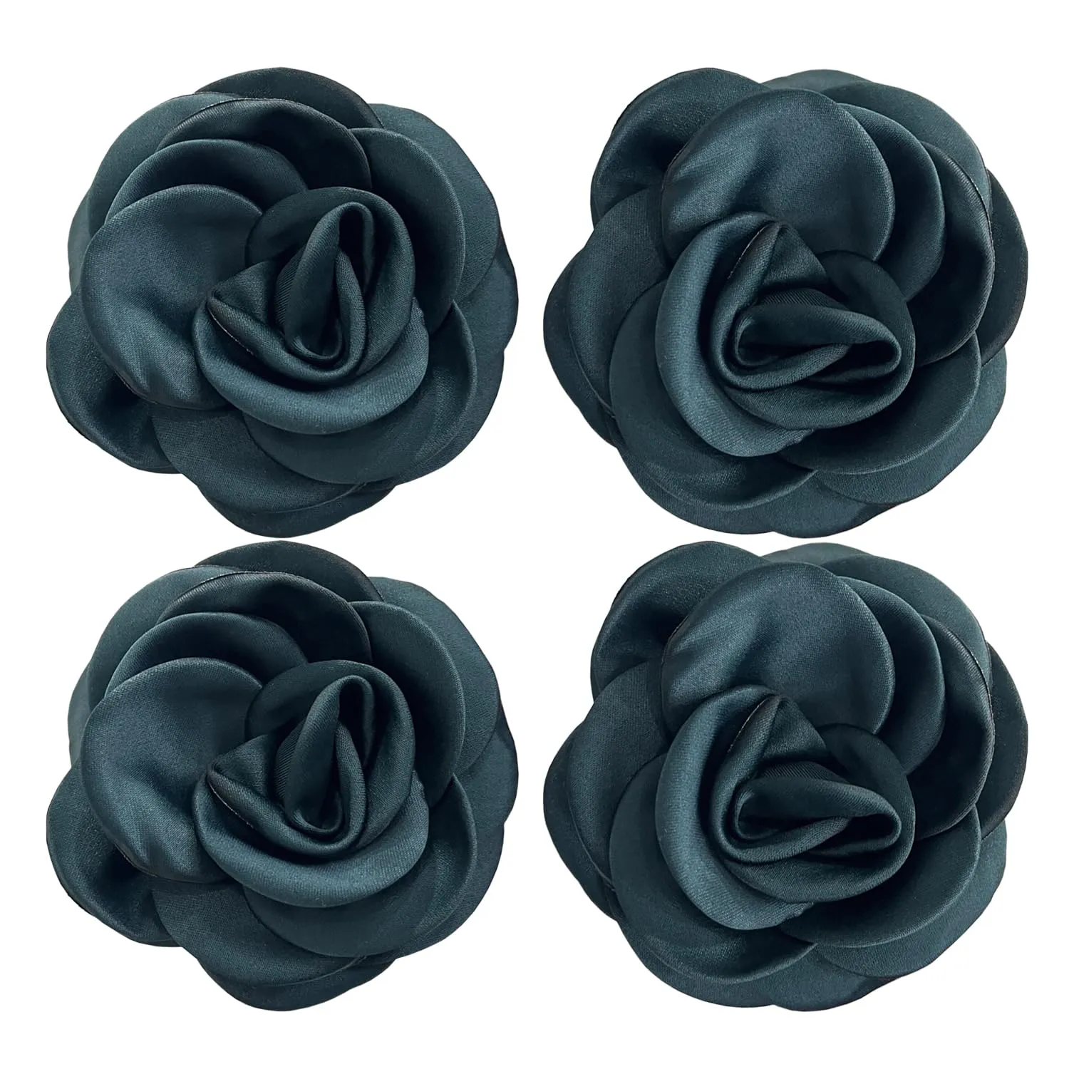 Sanrich Women's Brooches 4pcs Rose Flower Hair Clip Mexican Hair Flowers Clips Hairpin Brooch Tea Party Hats Headpieces (blackish green)