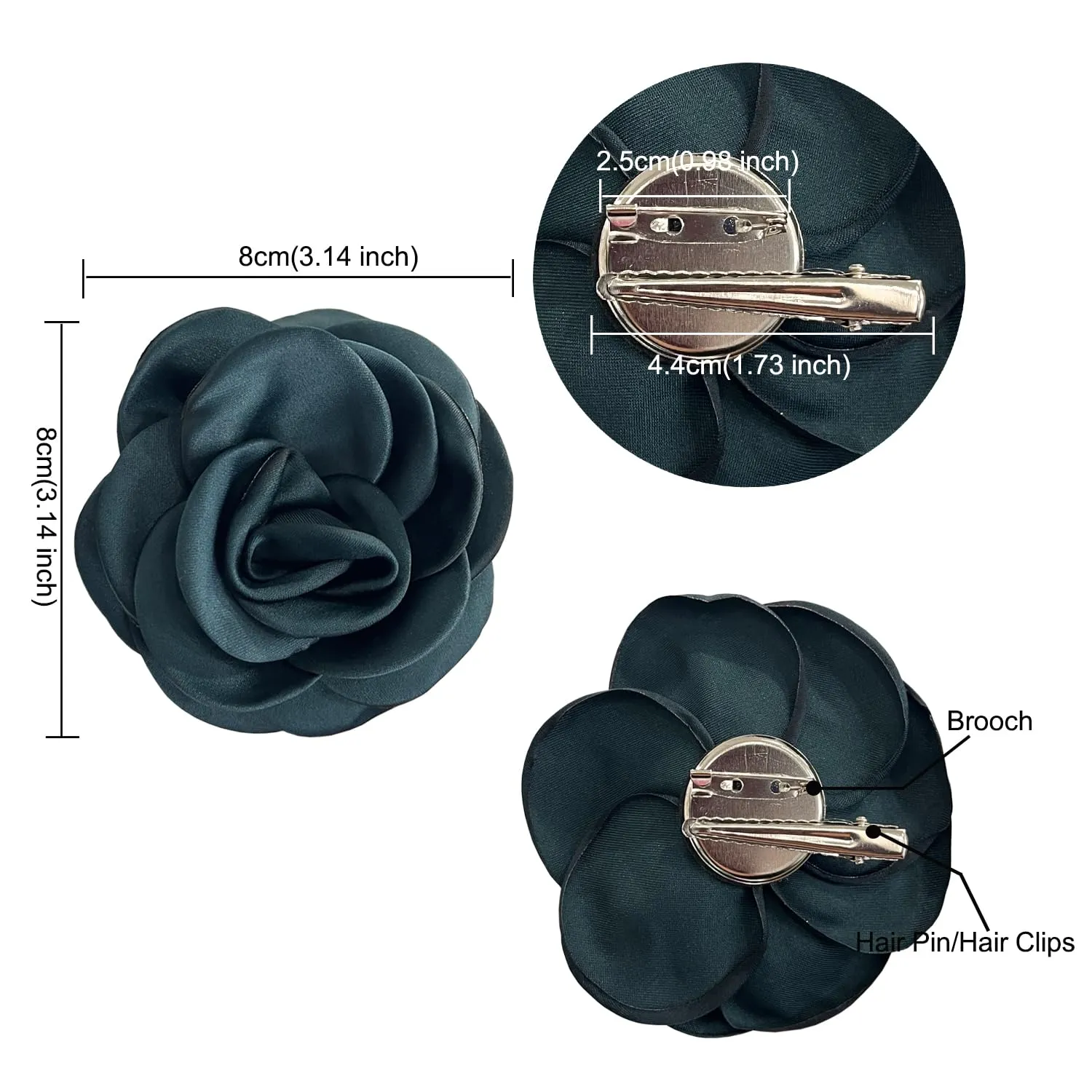 Sanrich Women's Brooches 4pcs Rose Flower Hair Clip Mexican Hair Flowers Clips Hairpin Brooch Tea Party Hats Headpieces (blackish green)