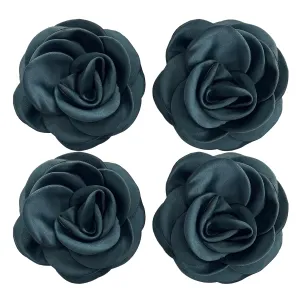Sanrich Women's Brooches 4pcs Rose Flower Hair Clip Mexican Hair Flowers Clips Hairpin Brooch Tea Party Hats Headpieces (blackish green)
