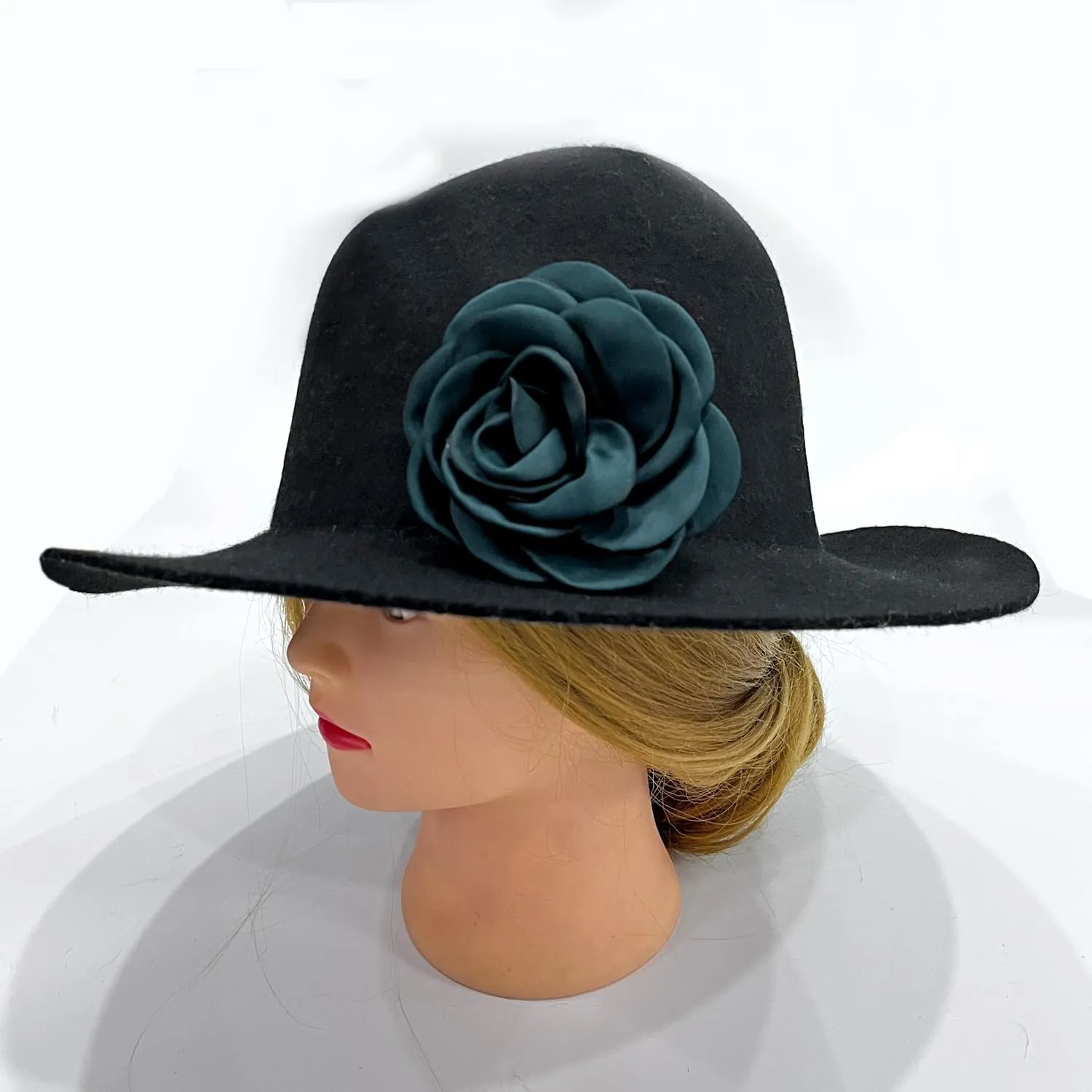 Sanrich Women's Brooches 4pcs Rose Flower Hair Clip Mexican Hair Flowers Clips Hairpin Brooch Tea Party Hats Headpieces (blackish green)