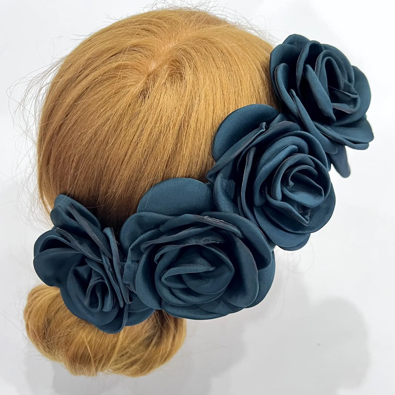 Sanrich Women's Brooches 4pcs Rose Flower Hair Clip Mexican Hair Flowers Clips Hairpin Brooch Tea Party Hats Headpieces (blackish green)