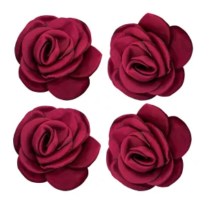 Sanrich Women's Brooches 4pcs Rose Flower Hair Clip Mexican Hair Flowers Clips Hairpin Brooch Tea Party Hats Headpieces (burgundy)