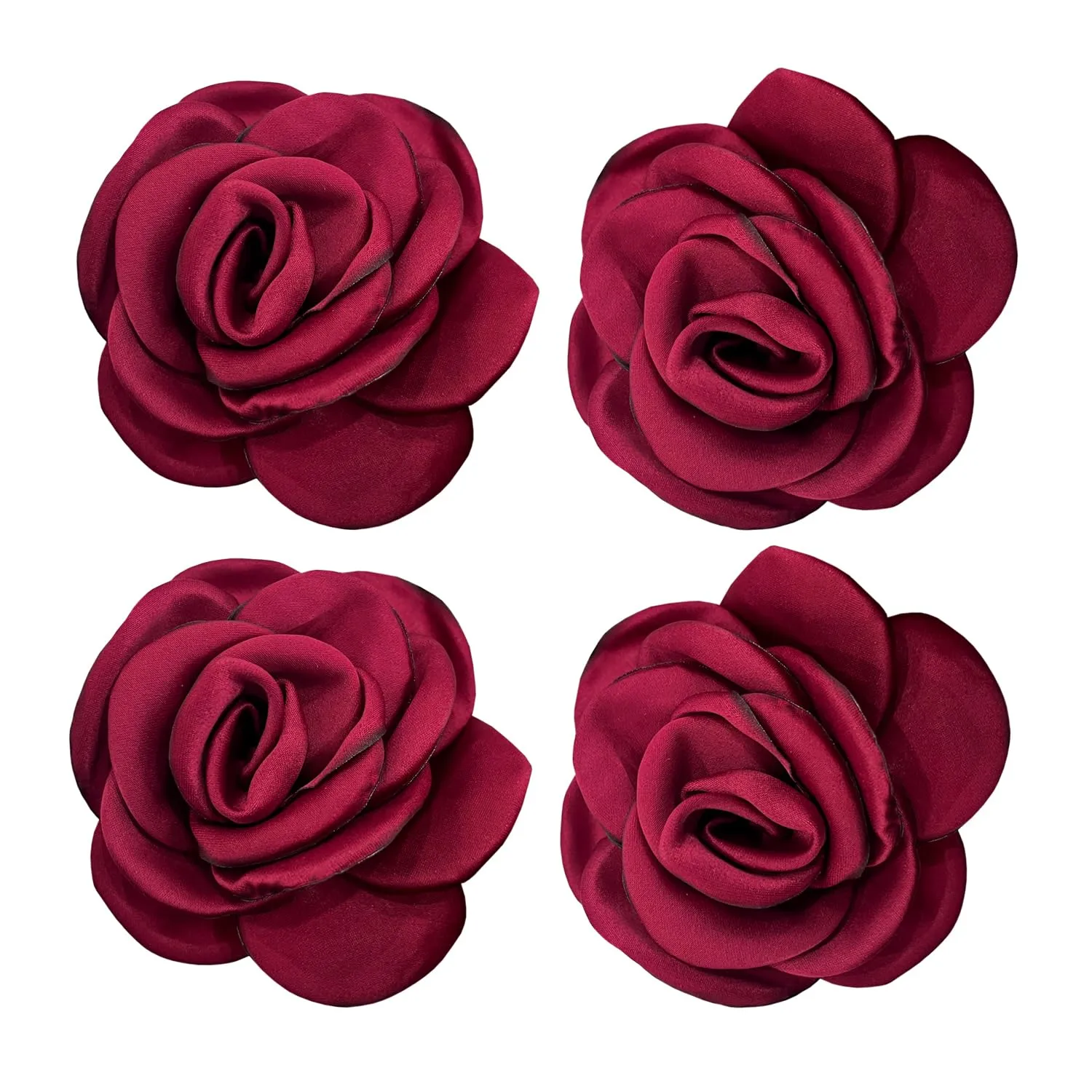 Sanrich Women's Brooches 4pcs Rose Flower Hair Clip Mexican Hair Flowers Clips Hairpin Brooch Tea Party Hats Headpieces (burgundy)