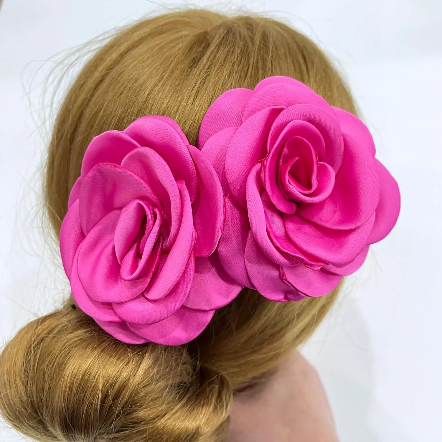 Sanrich Women's Brooches 4pcs Rose Flower Hair Clip Mexican Hair Flowers Clips Hairpin Brooch Tea Party Hats Headpieces (hot pink)