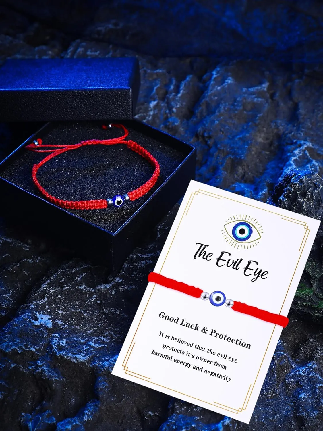 Sasylvia 100 Pcs Evil Eye Bracelets Gift Includes 50 Adjustable Evil Eye Protection Bracelets 50 Wishing Card