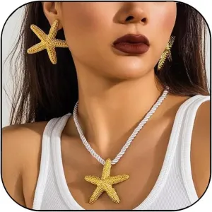 Seashell Necklace for Women Starfish Necklace Summer Beach Charm Necklaces Trendy Boho Pearl Shell Necklaces Summer Outfits for Women Beach Starfish Earrings Vacation Earrings Seashell Jewelry