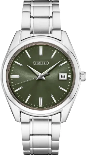 SEIKO SUR527 Automatic Watch for Men - Essentials - Green Dial, Stainless Steel - 100M Water Resistant