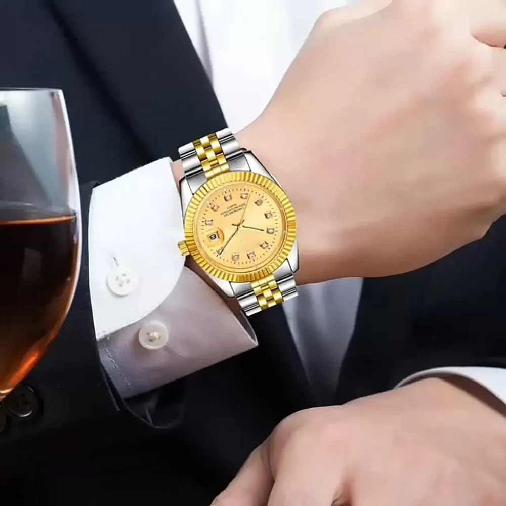 SENRUD Men's Classic Design Analog Quartz Watches Fashion Business Watch Stainless Steel Waterproof Date Casual Wrist Watch for Men
