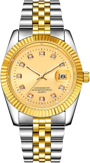 SENRUD Men's Classic Design Analog Quartz Watches Fashion Business Watch Stainless Steel Waterproof Date Casual Wrist Watch for Men