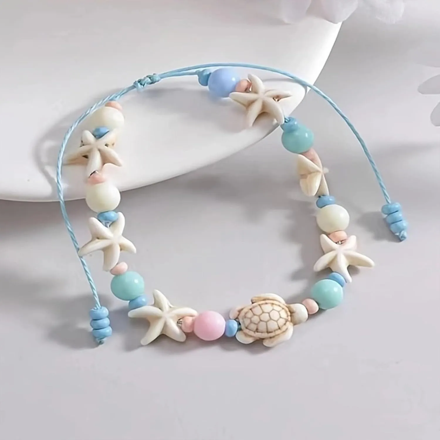 Shell Anklet for Women Starfish Sea Turtle Beach Ankle Bracelets BoHo Handmade Summer Beach Bracelets Jewelry