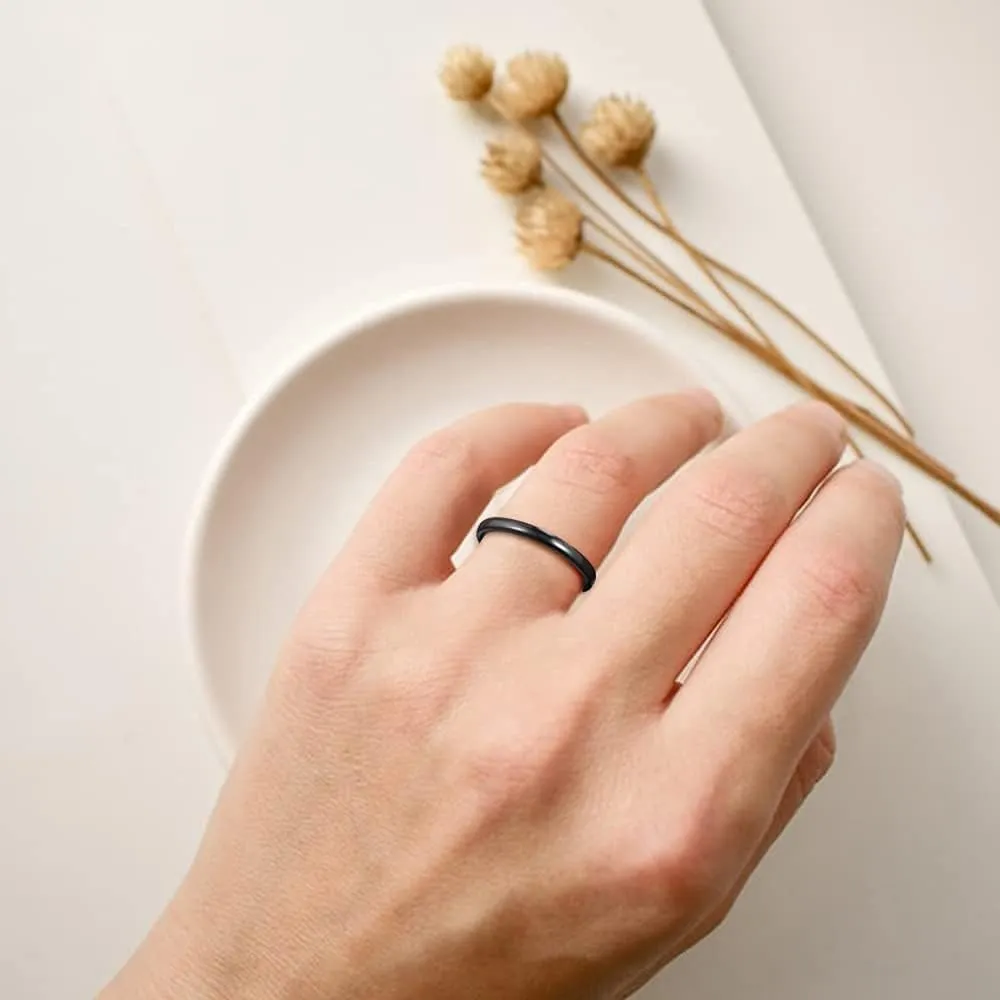 SHINYSO 2mm 4mm 6mm Black Tungsten Carbide Ring Dome Polished Wedding Band for Men Women Comfort Fit Size 4-12