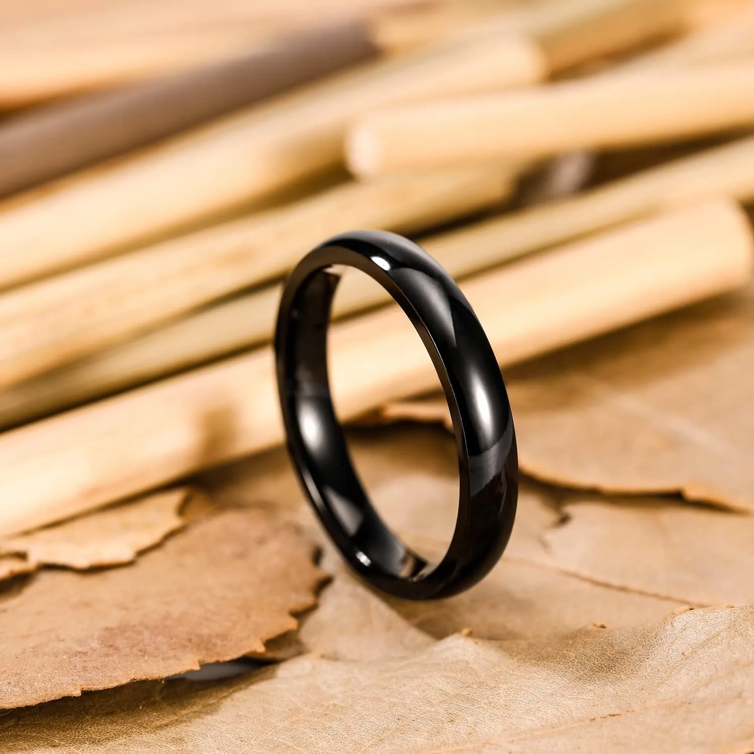 SHINYSO 2mm 4mm 6mm Black Tungsten Carbide Ring Dome Polished Wedding Band for Men Women Comfort Fit Size 4-12