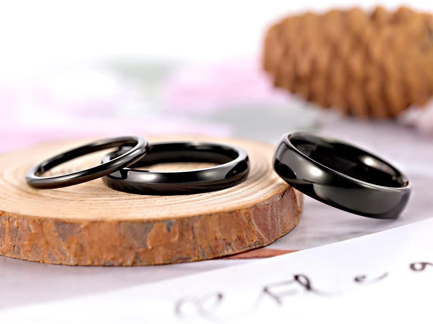 SHINYSO 2mm 4mm 6mm Black Tungsten Carbide Ring Dome Polished Wedding Band for Men Women Comfort Fit Size 4-12